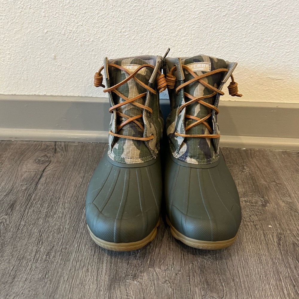 Sperry Green Camo Duck Boots